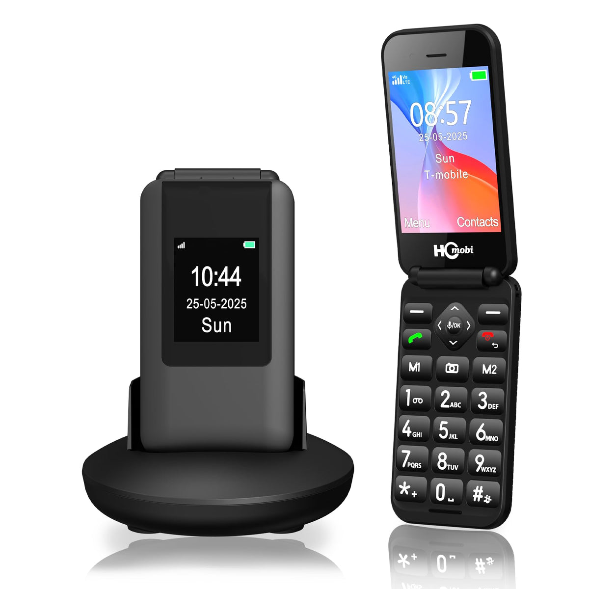 Unlocked Flip Phone with Big Buttons and SOS Button, Matte Black Q171757