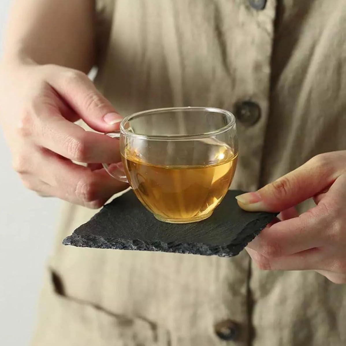 12pcs Natural Stone Square Coasters Set W792