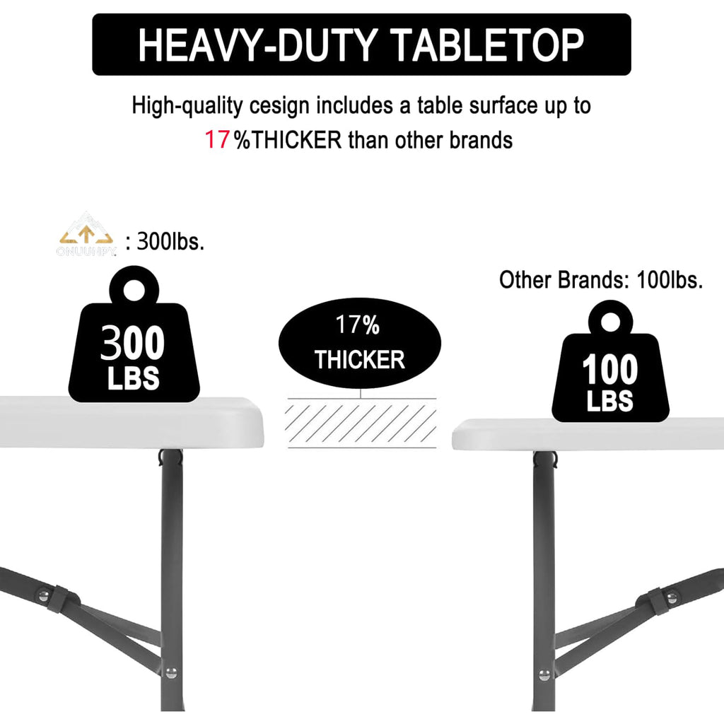 6FT White HDPE Folding Table with Carry Handle W302889