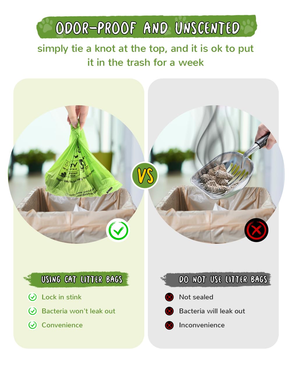 Biodegradable Unscented Cat Litter Bags 100 Count U637