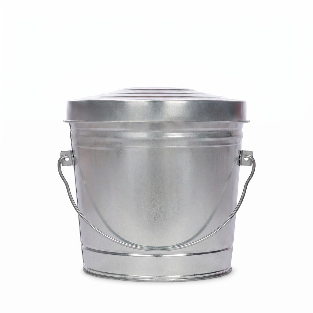 Galvanized Steel 6 Gallon Trash Can with Locking Lid H2440