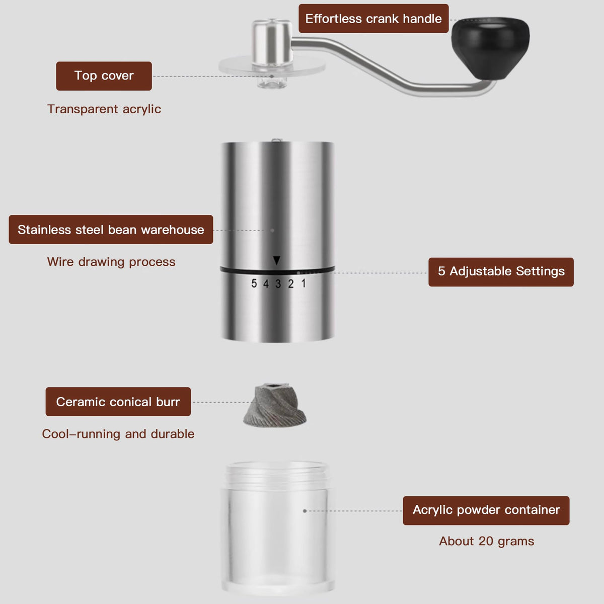 Manual Coffee Grinder with Ceramic Conical Burr M90429