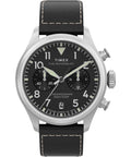 41 mm Quartz Watch Brown Leather Strap Black Dial Stainless Steel Case C187