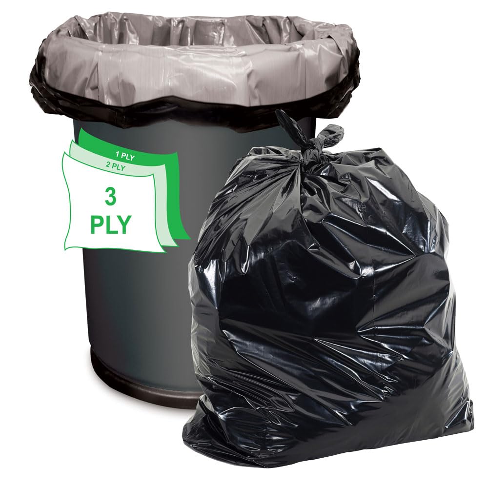 Black 40-45 Gal Trash Bags, 1.5 MIL, 100 Pk Z8047