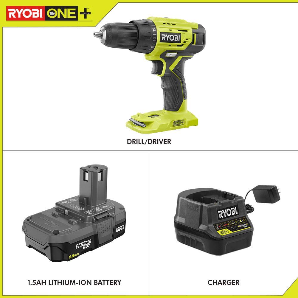 18-Volt Cordless 1/2 in. Drill/Driver Kit with Battery and Charger J398