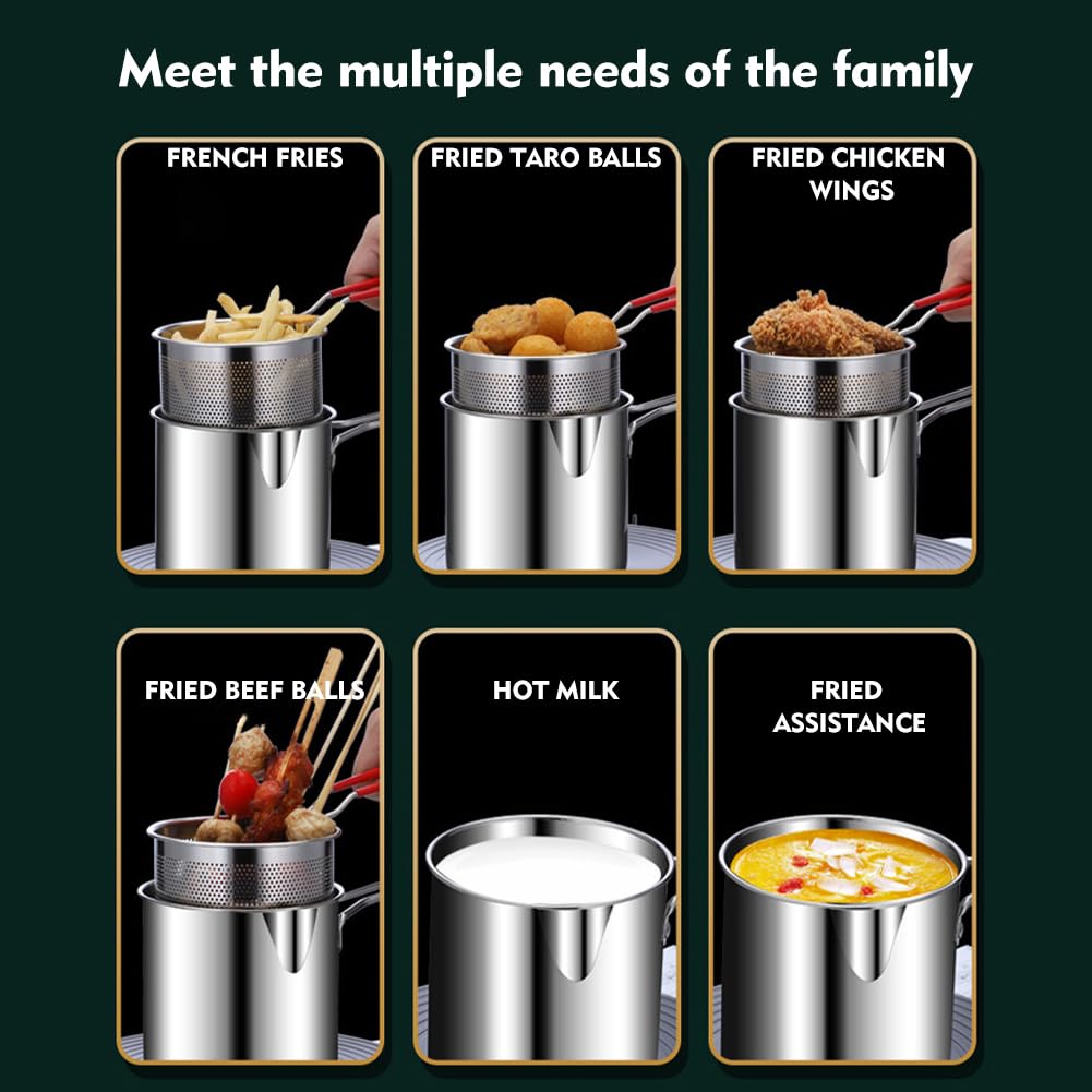 Small Stainless Steel Deep Fryer Pot with Basket O9931