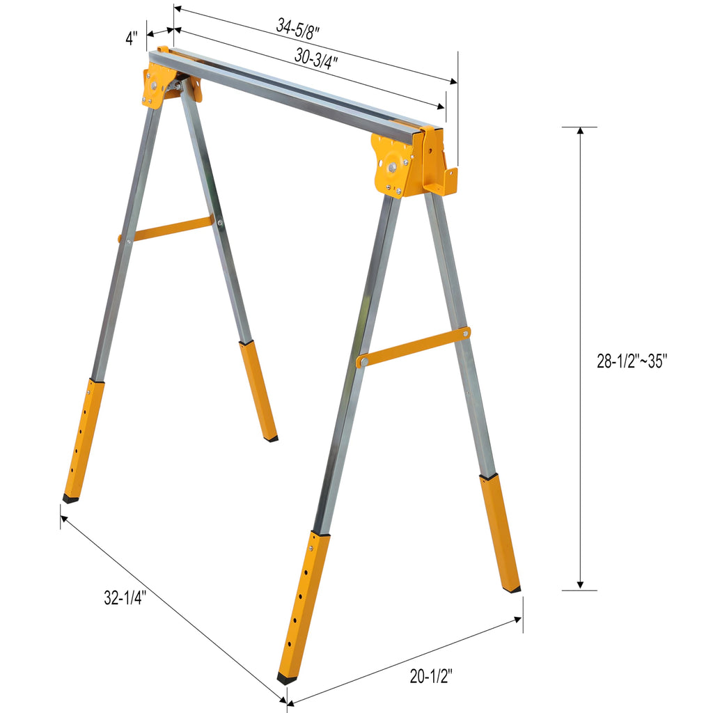Adjustable Folding Steel Sawhorse 2-Pack 1000 lbs Capacity C511474