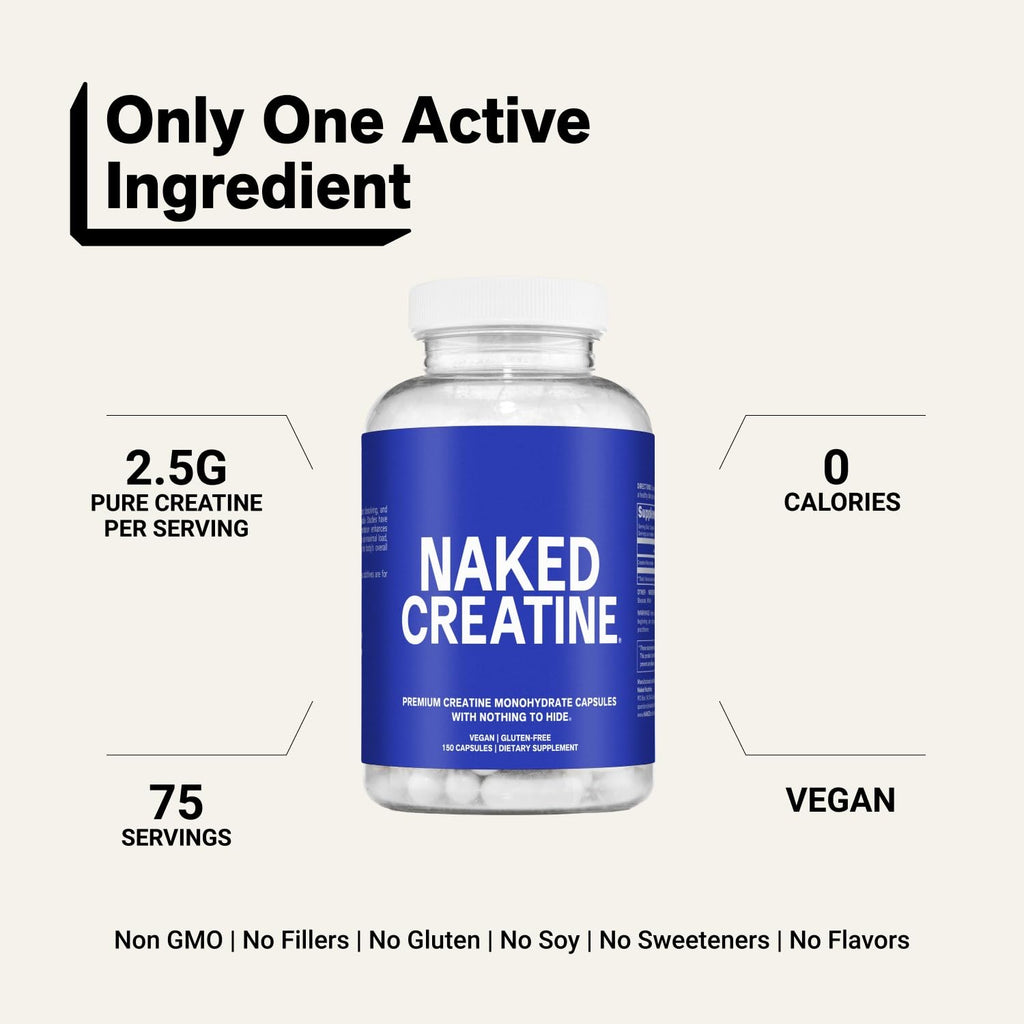 Micronized Creatine Monohydrate Capsules 2.5g 75 Servings Vegan E400
