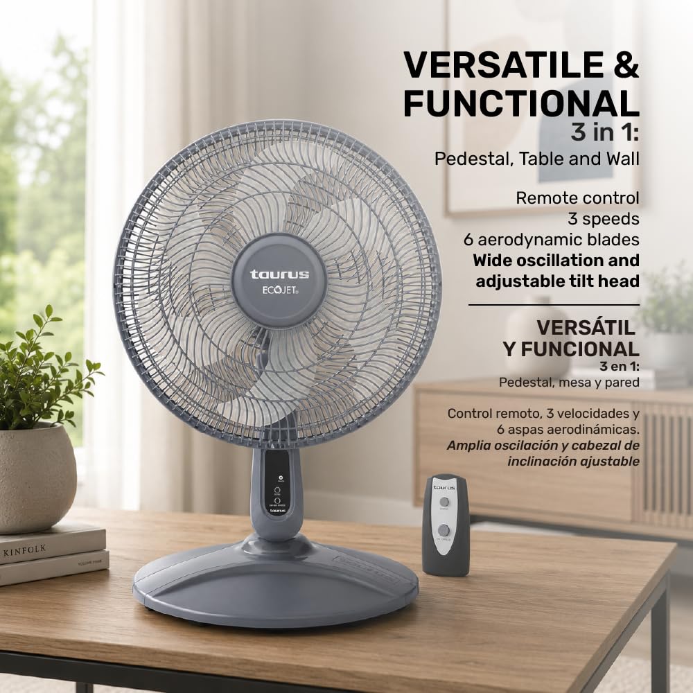 16” Pedestal Fan with Remote, Oscillating Standing Fan N77327