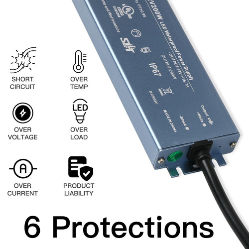 200W IP67 Waterproof LED Driver Power Supply Transformer J1421