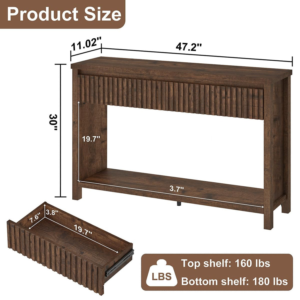 47" Fluted Console Table with Drawers R54163