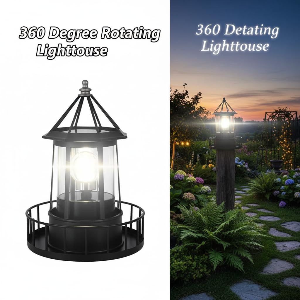 Solar Lighthouse Lamp IP65 Waterproof Outdoor Solar Light W735