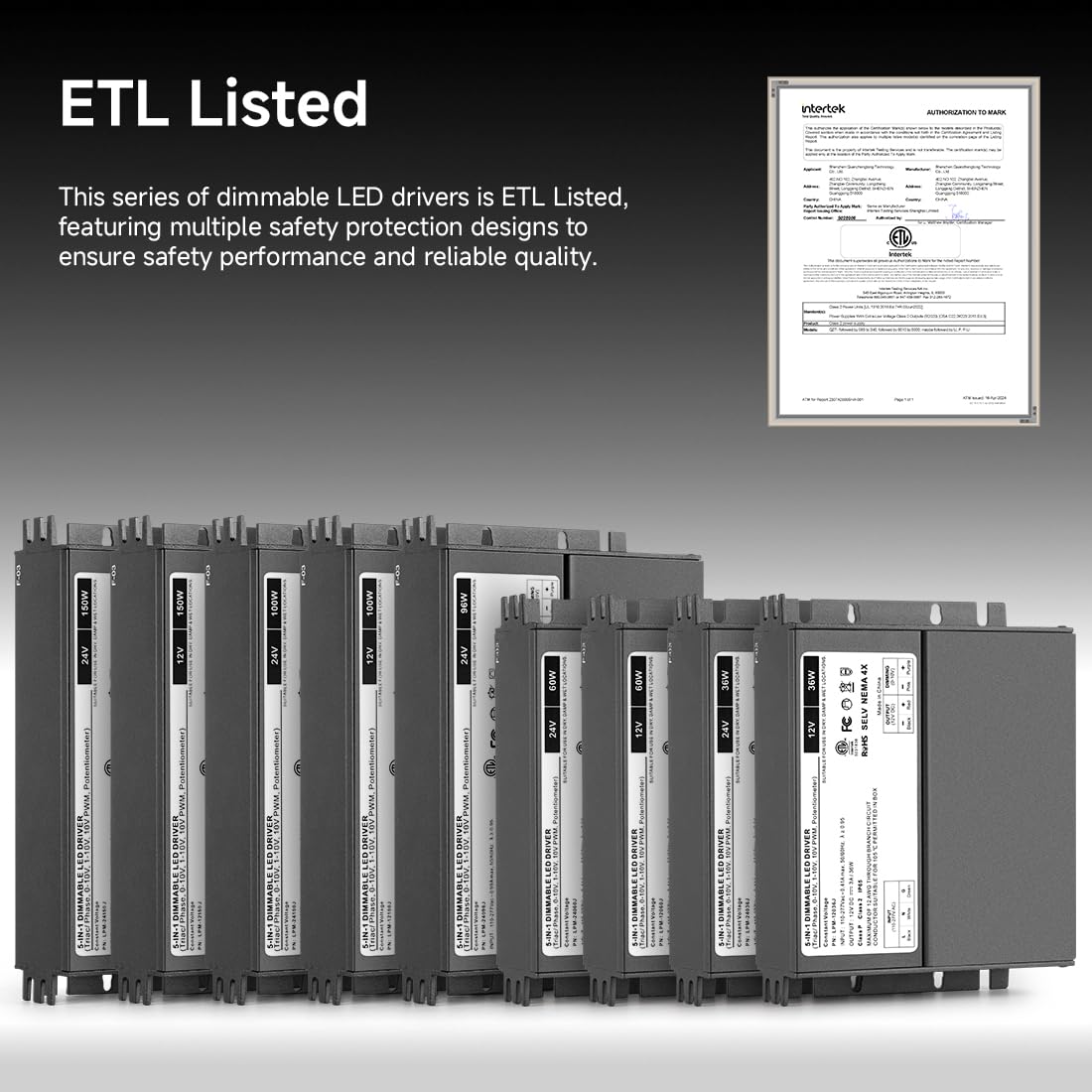 200W Dimmable LED Driver Power Supply 24VDC Transformer J8272