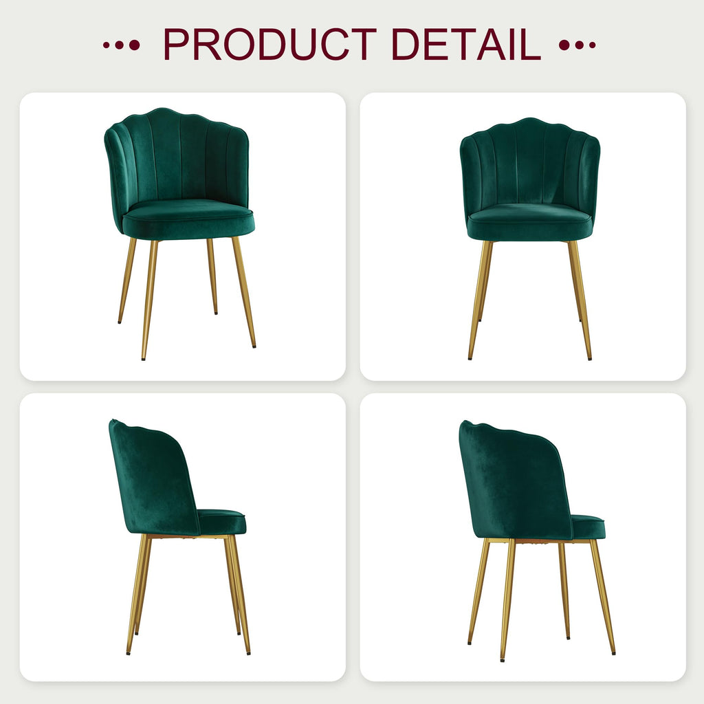 Velvet Dining Chairs Set of 2 Green P3399