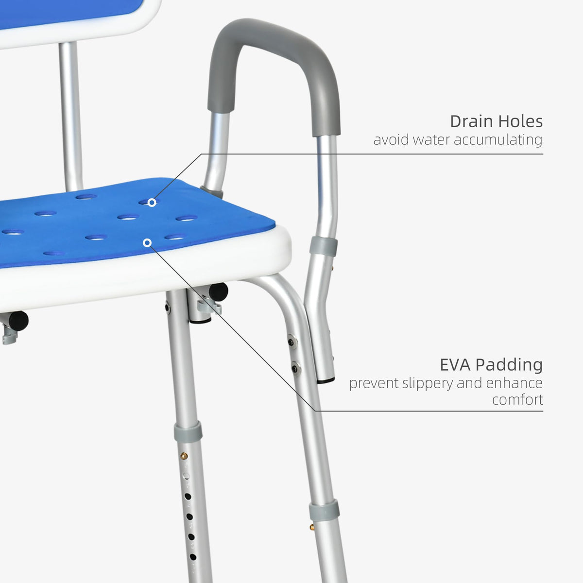 Padded Shower Chair with Arms and Back W752