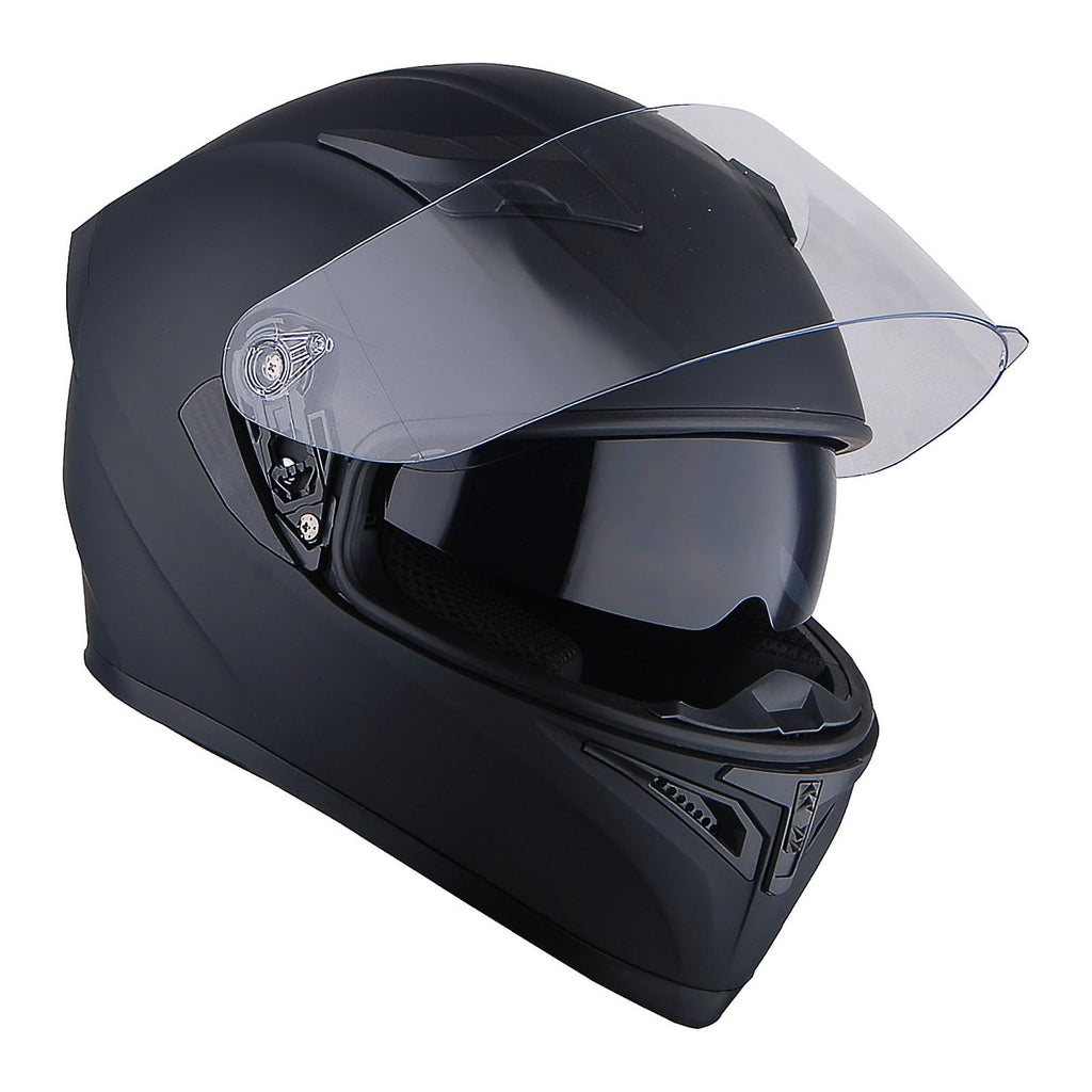 Full Face Motorcycle Helmet with LED Tail Light Matt Black S757127
