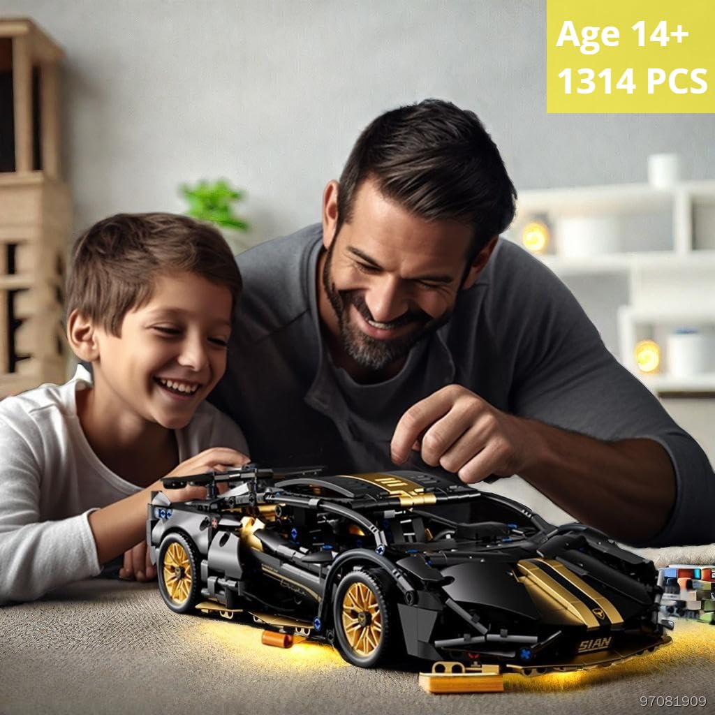 Black 1:14 Race Car Building Block Set H3236