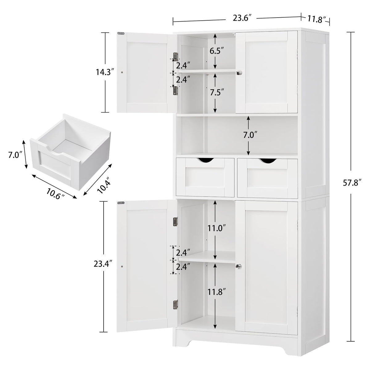 Tall Bathroom Storage Cabinet with 4 Doors L97308