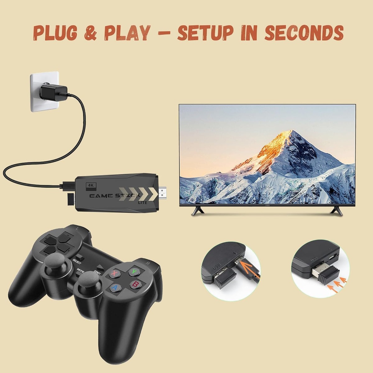 Wireless Retro Game Console with 20,000+ Games and 4k Hdmi Output S415006