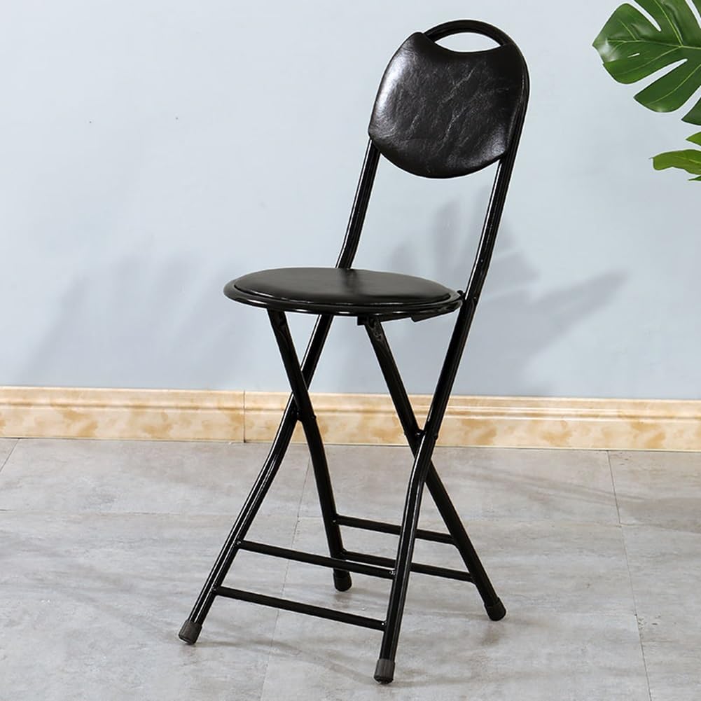 Black 18 Inch Folding Bar Stool with Backrest N973036