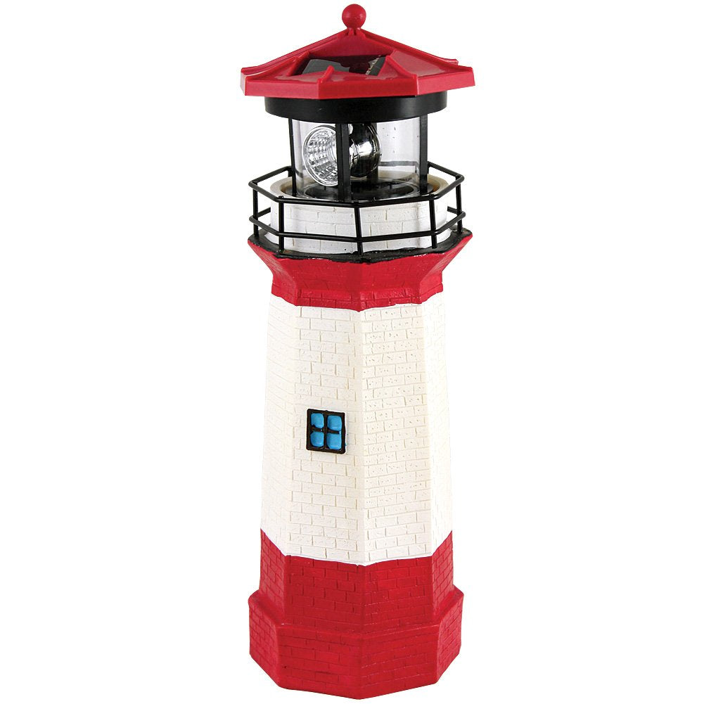 15" Red Solar Lighthouse with Rotating LED H705261