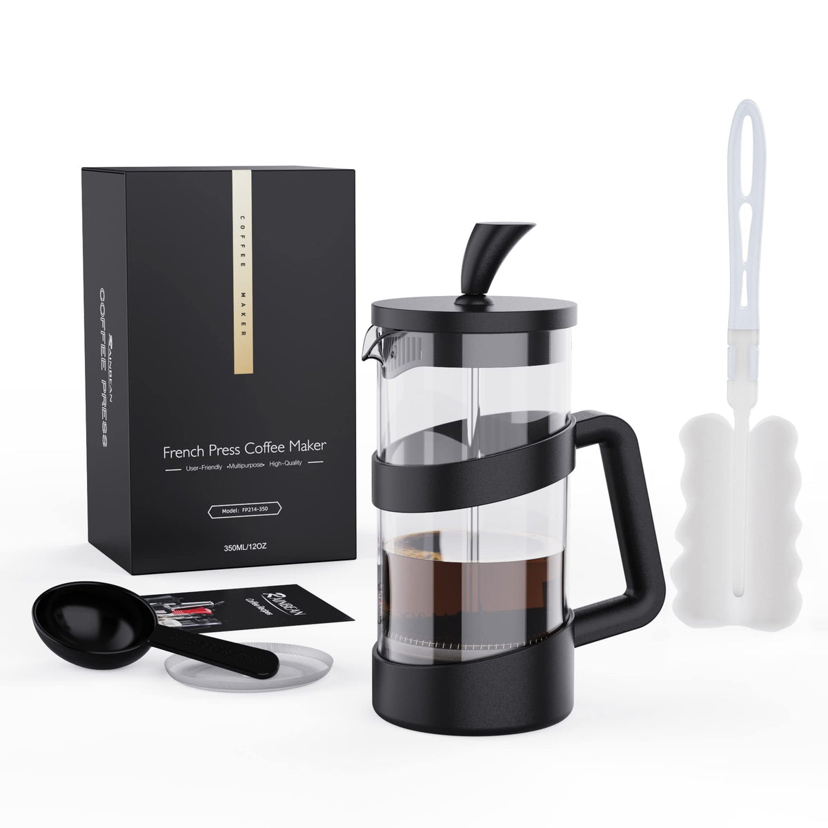 Mini French Press Coffee Maker, 12 oz, Black O1084