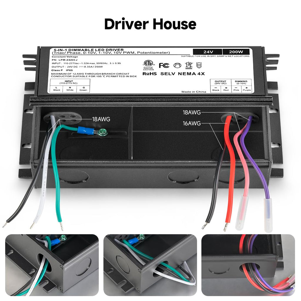 200W Dimmable LED Driver Power Supply 24VDC Transformer J8272