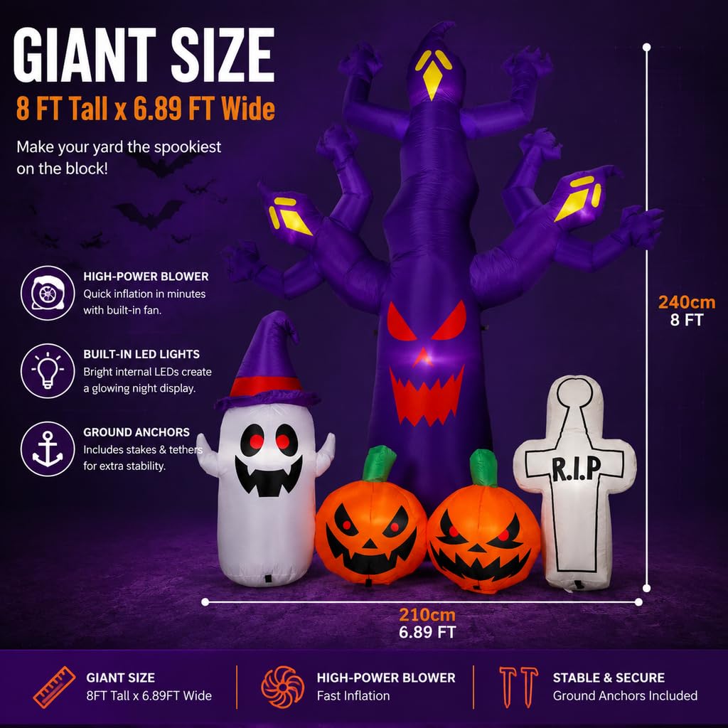 8FT Halloween Inflatables Tree with LEDs H9156