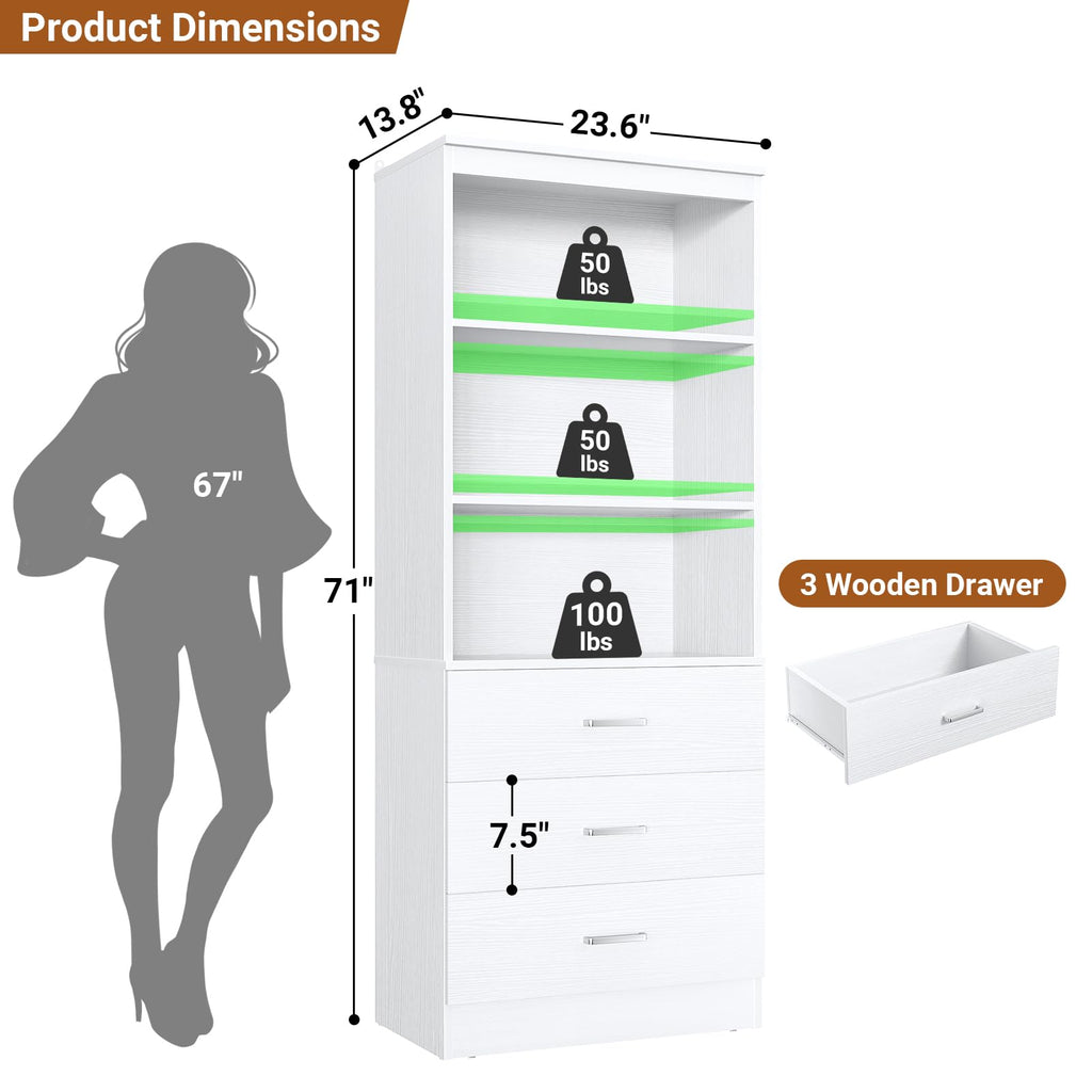 23.6" White Closet Drawers System with 3 Drawers O4900
