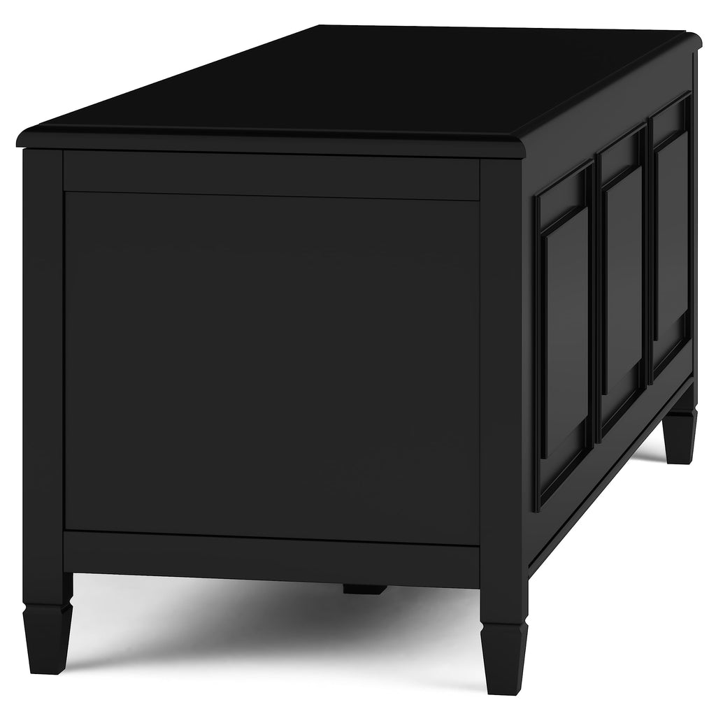 Black Solid Wood Trunk Bench J5864