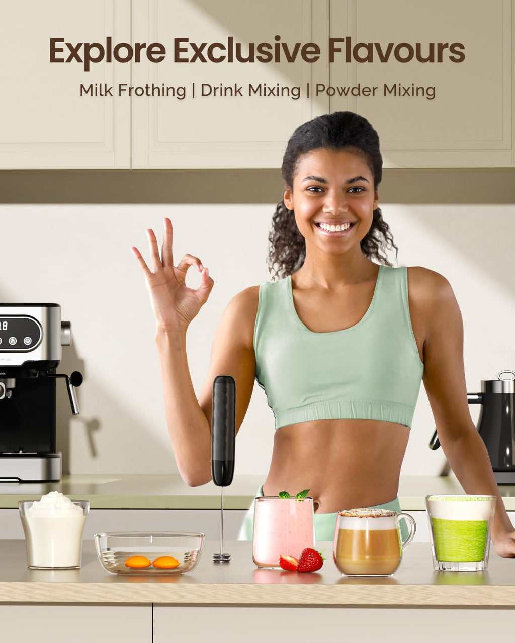 Rechargeable Milk Frother with Detachable Wand S54090
