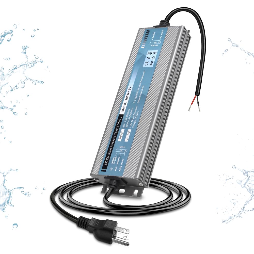200W IP67 Waterproof LED Power Supply 85V-265V AC to 12V DC Converter E9768