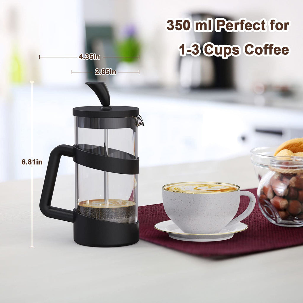 Mini French Press Coffee Maker, 12 oz, Black O1084