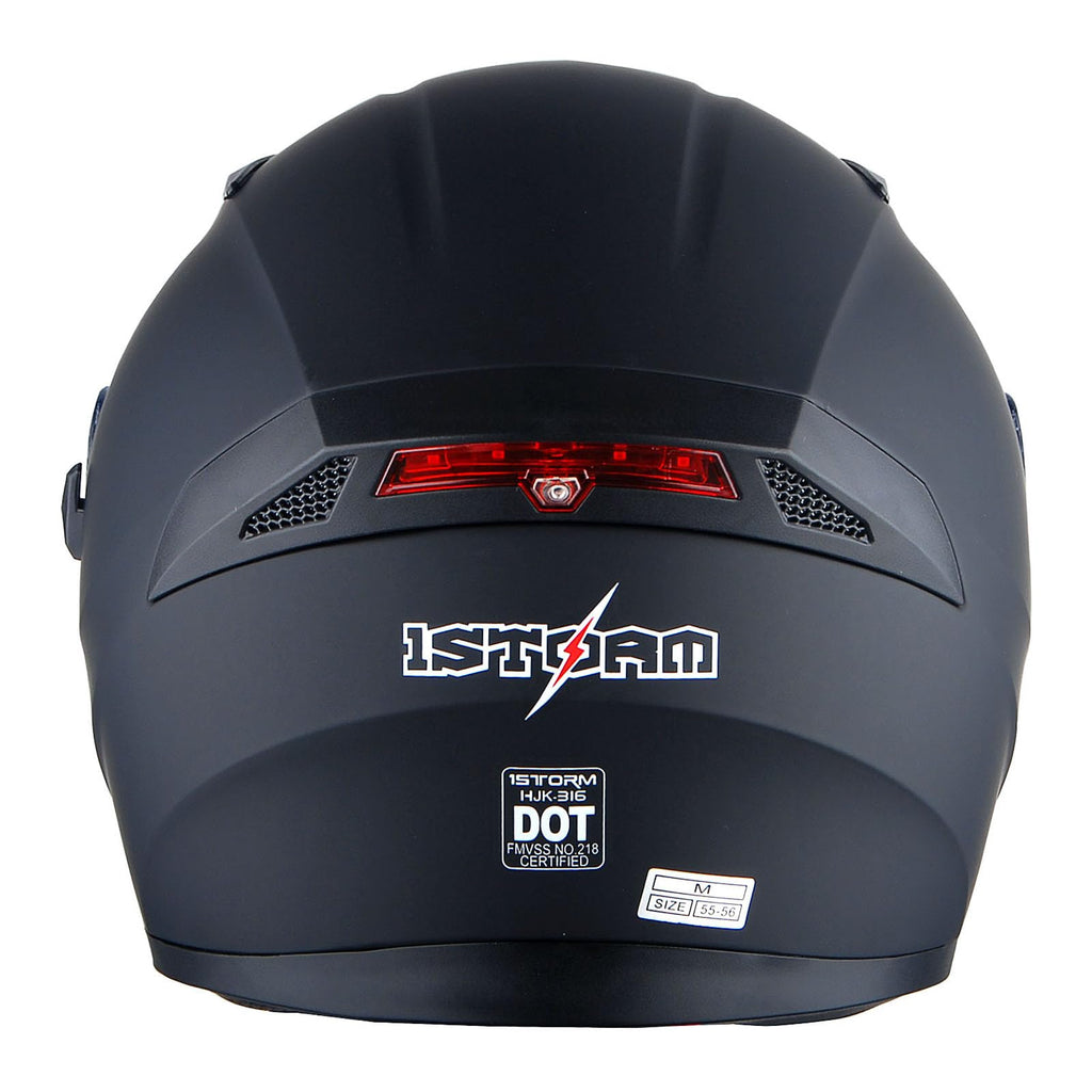 Full Face Motorcycle Helmet with LED Tail Light Matt Black S757127