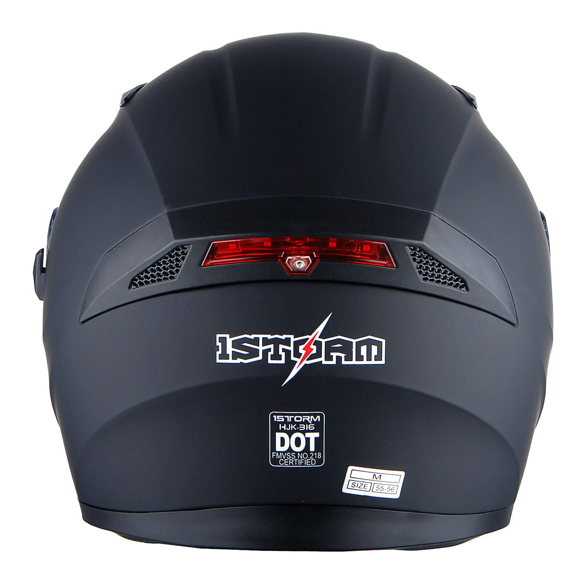 Full Face Motorcycle Helmet with LED Tail Light Matt Black S757127