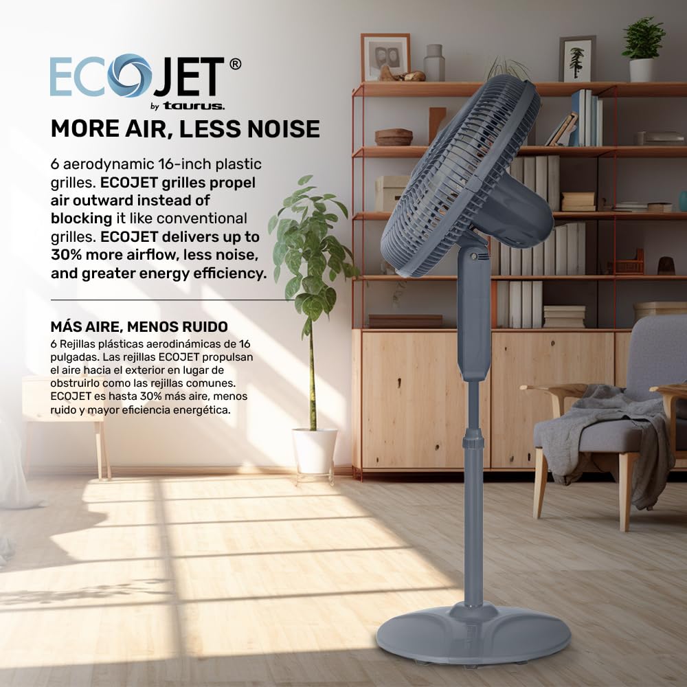 16” Pedestal Fan with Remote, Oscillating Standing Fan N77327