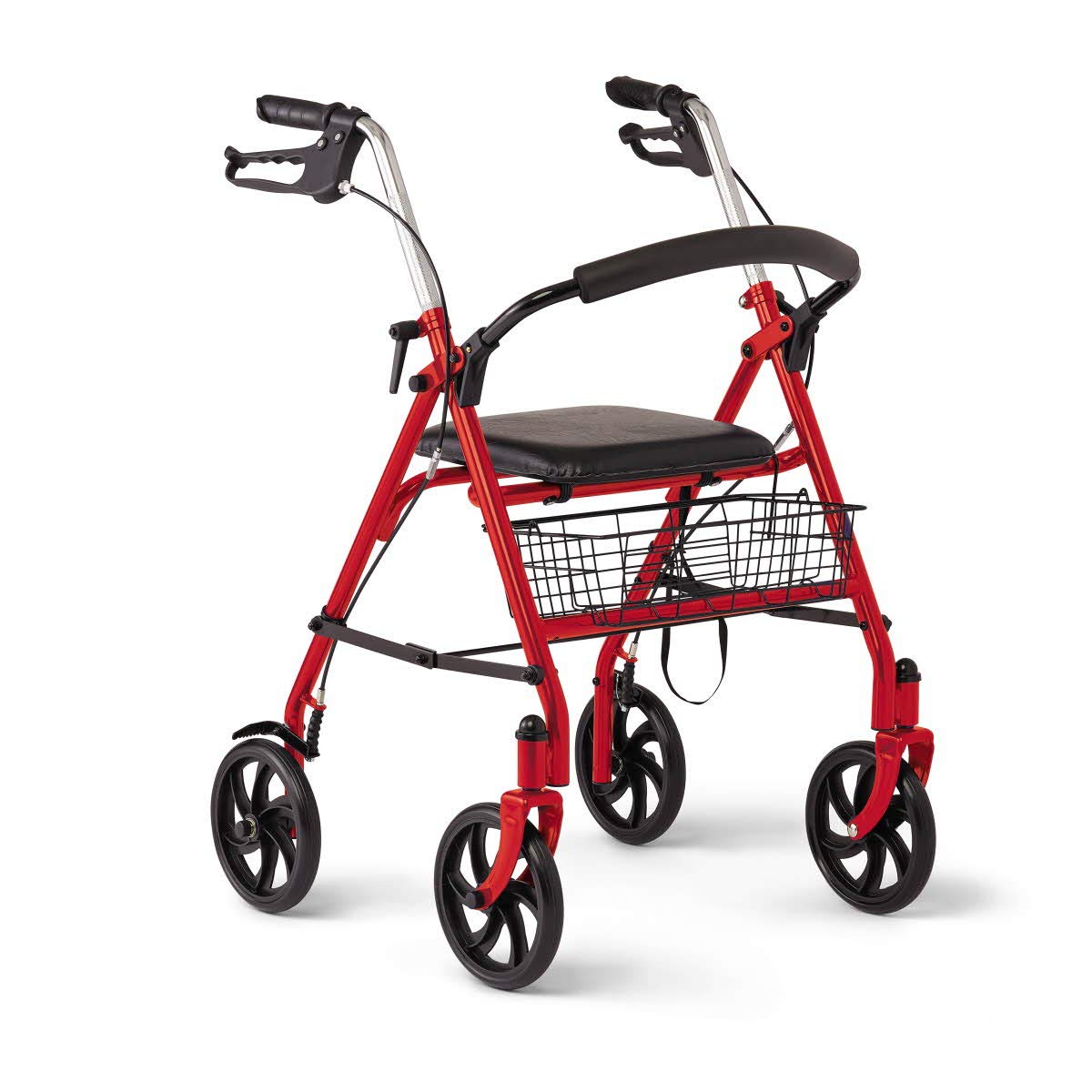 Steel Rollator Walker with 8 Inch Wheels, Red P826093