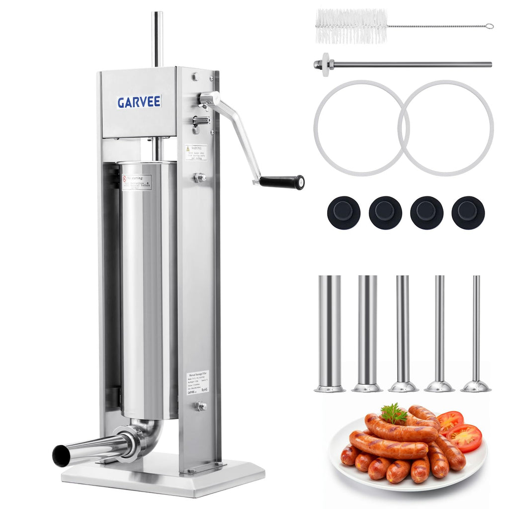 3L Stainless Steel Manual Sausage Stuffer with 5 Filling Tubes S16533