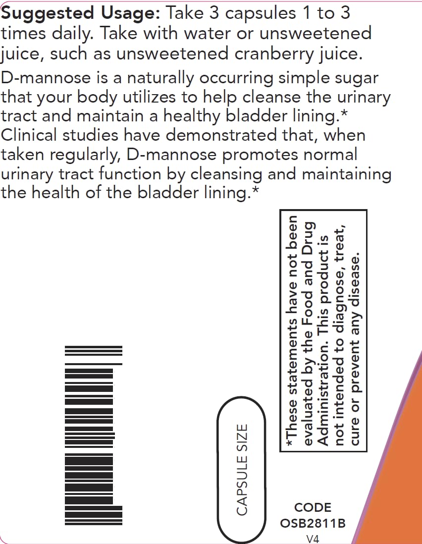 D-Mannose 500 mg 300 Capsules Vegan Supplement T815624
