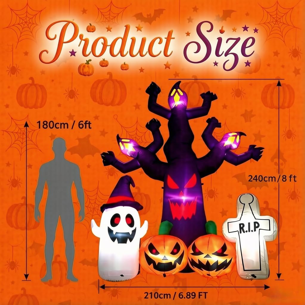 8FT Halloween Inflatables Tree with LEDs H9156