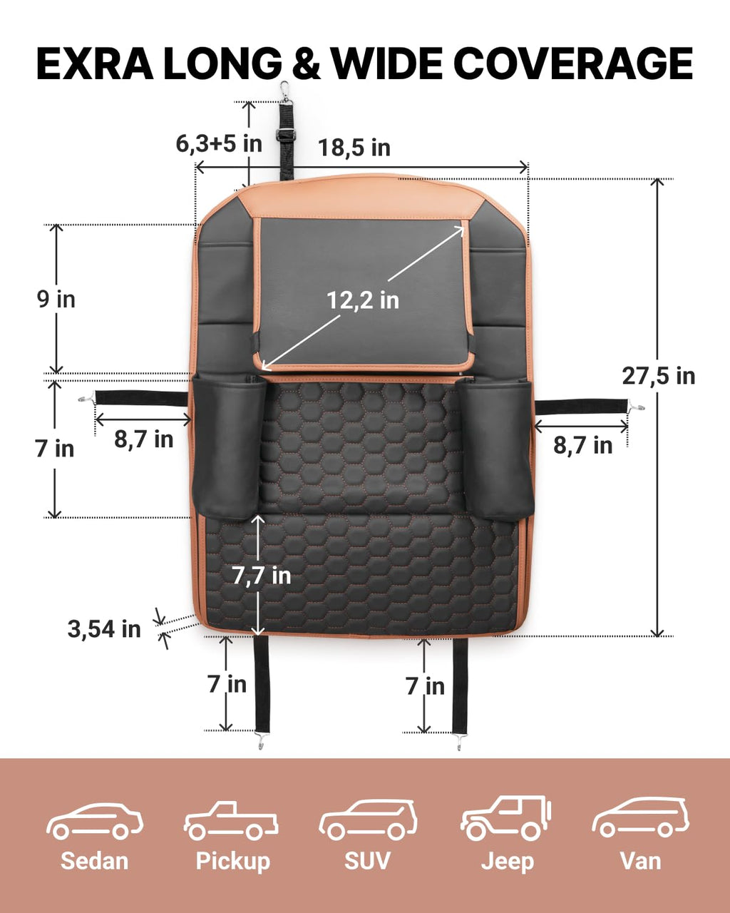 Black-Brown Backless Booster, Waterproof Seat Protector & Backseat Organizer I534115