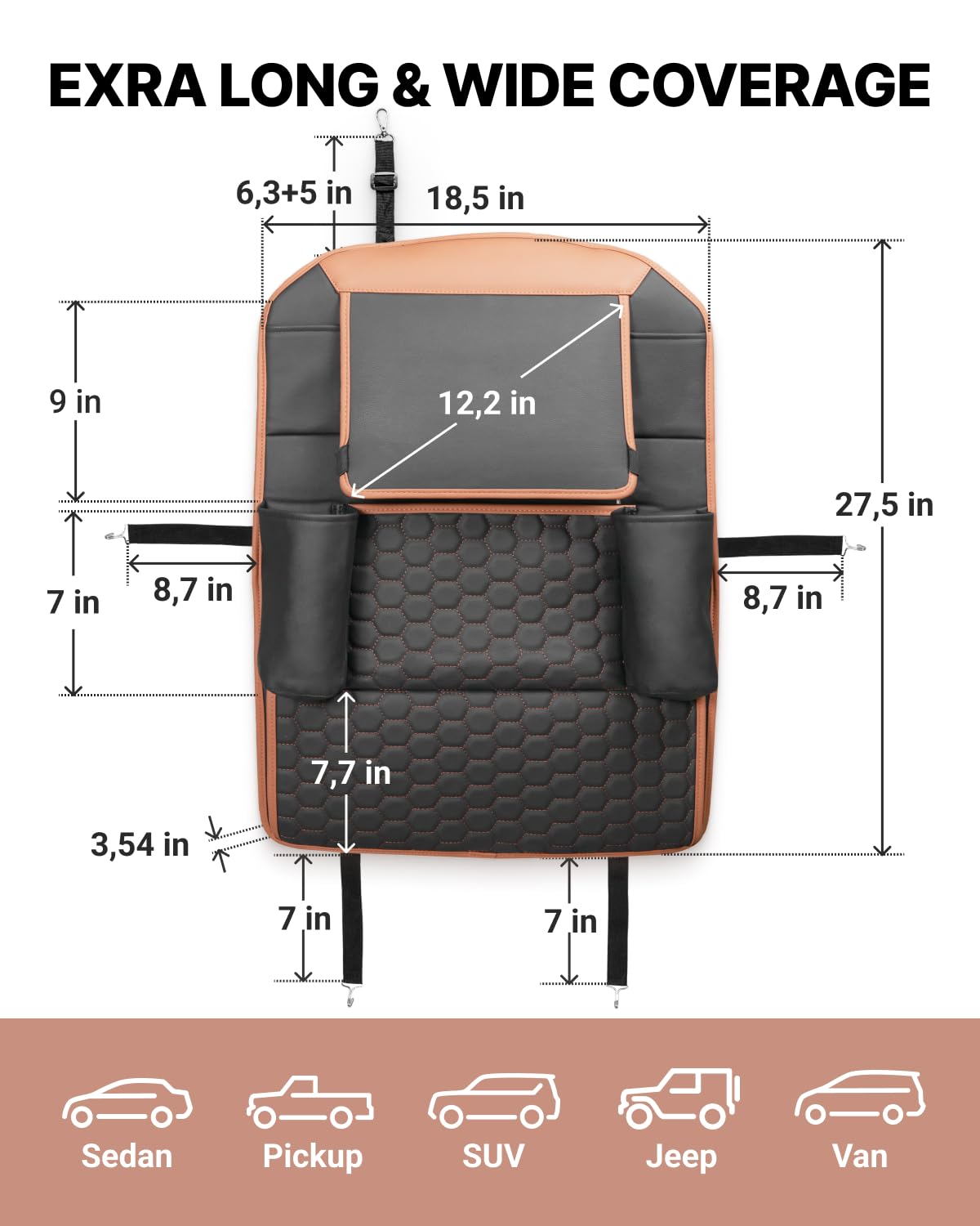 Black-Brown Backless Booster, Waterproof Seat Protector & Backseat Organizer I534115