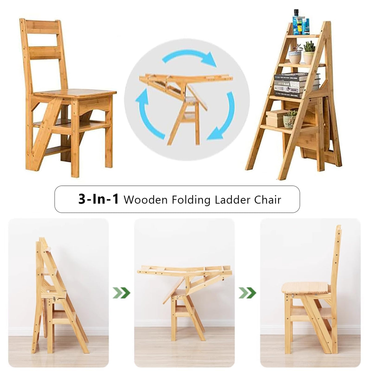 Solid Wood Folding Ladder Chair S5497