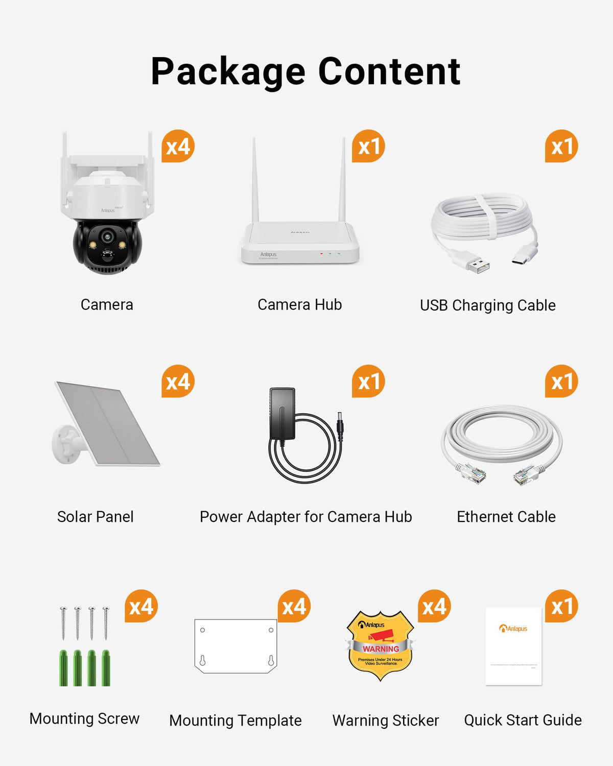 4MP 360° Pan Tilt Solar 4 Camera Security System B9880