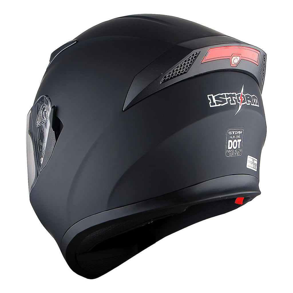 Full Face Motorcycle Helmet with LED Tail Light Matt Black S757127