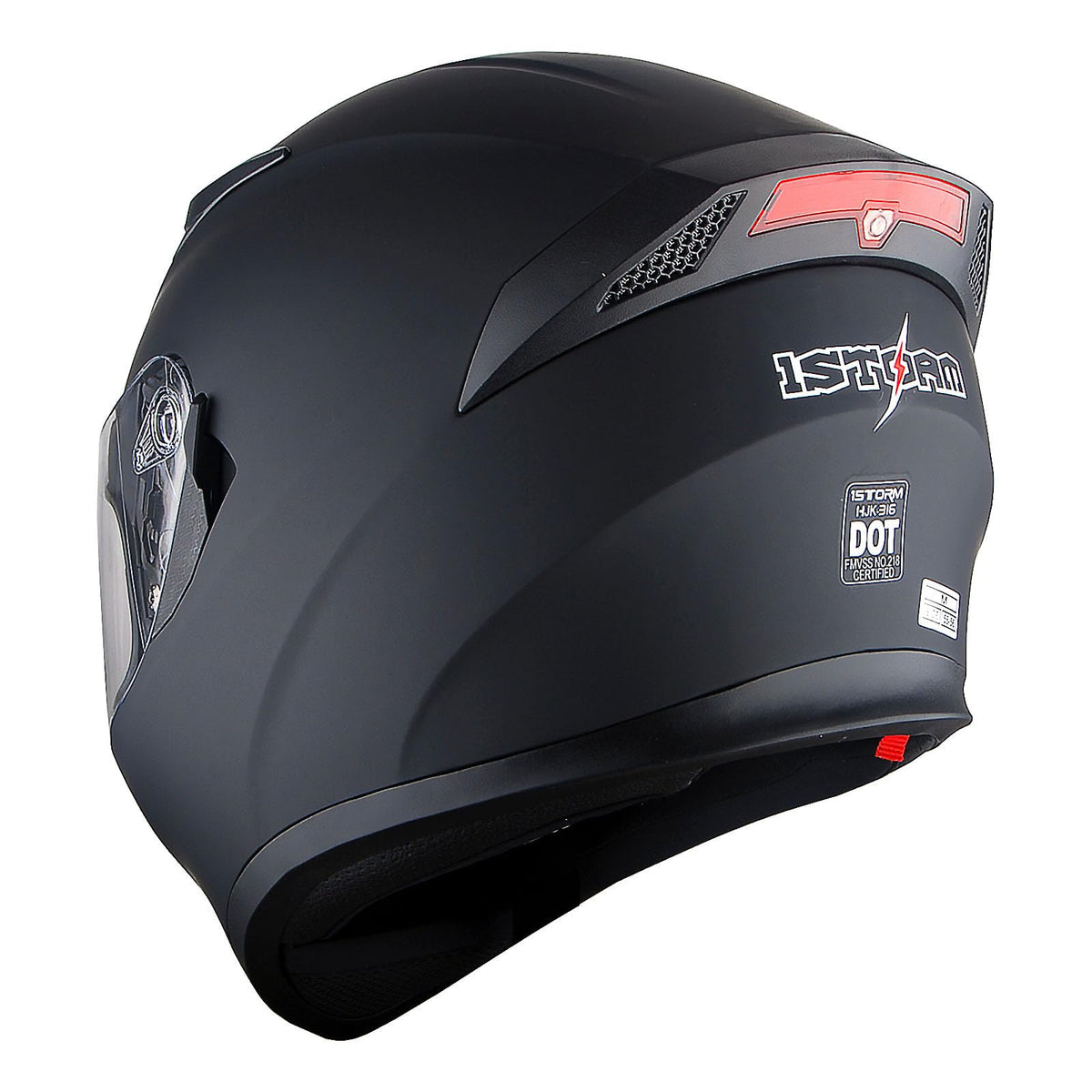 Full Face Motorcycle Helmet with LED Tail Light Matt Black S757127