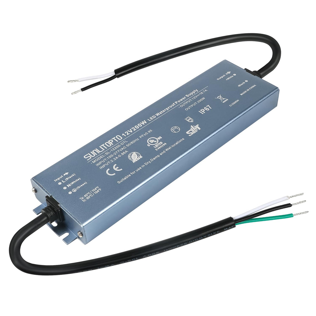 200W IP67 Waterproof LED Driver Power Supply Transformer J1421