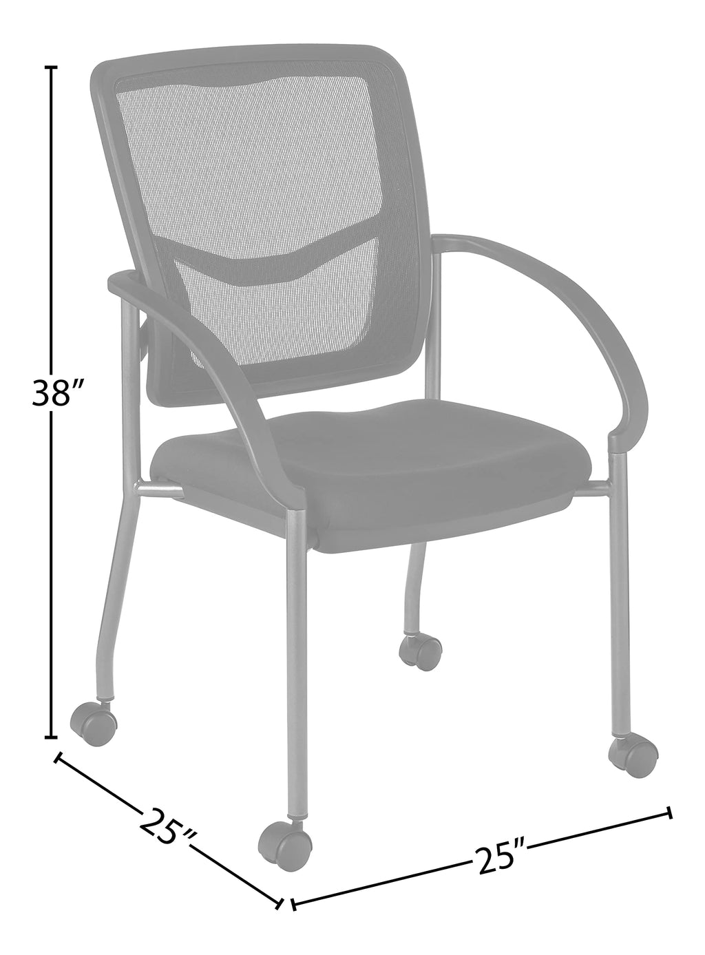 Stackable Visitor's Chair with Breathable Back and Rolling Casters I634
