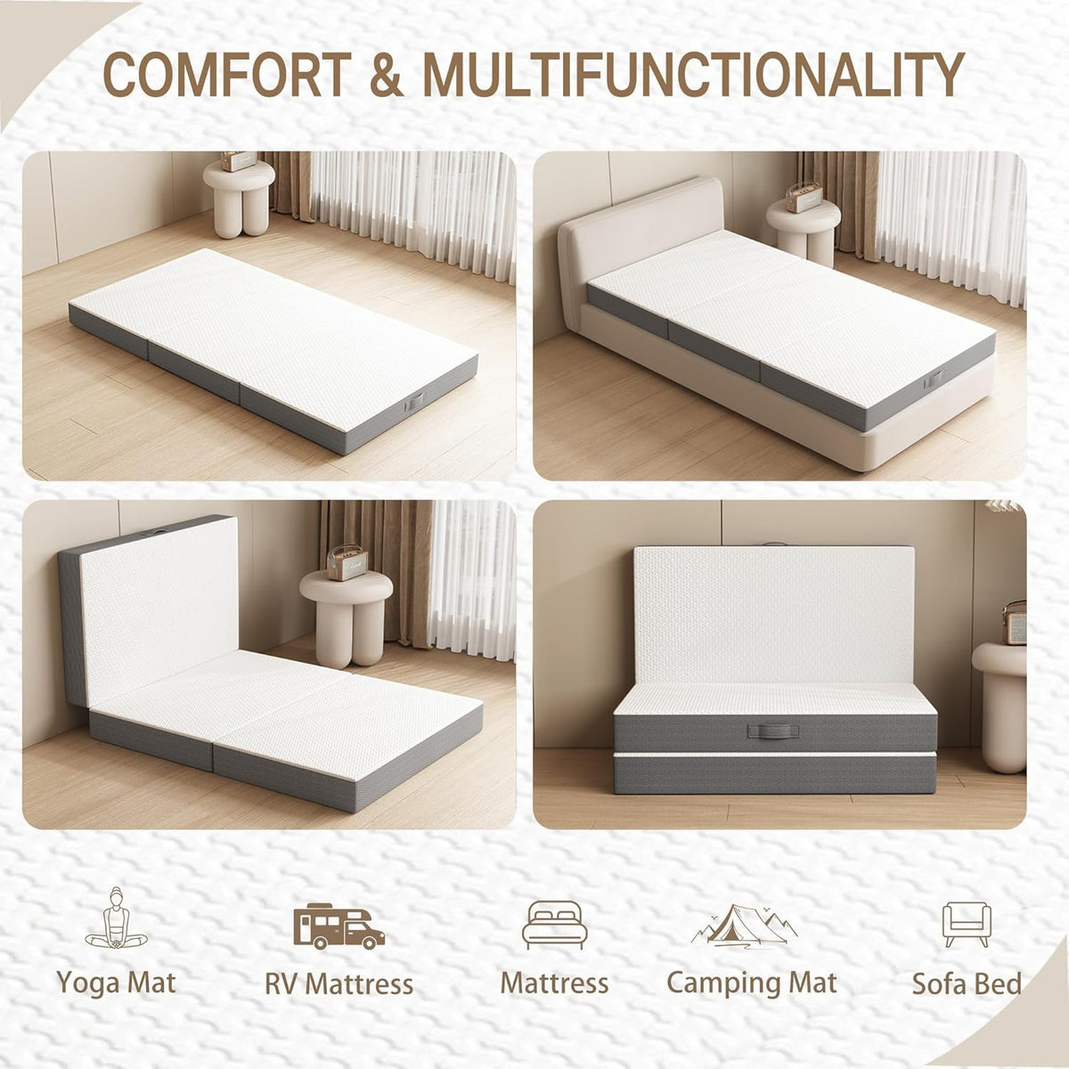 6 Inch Tri-Fold Mattress Topper D952