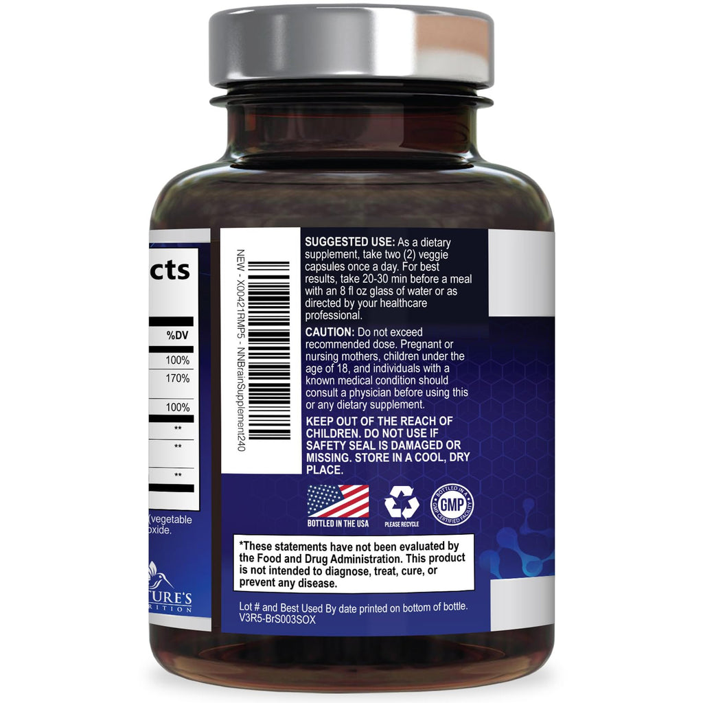 Brain Memory Supplement Pills 240 Capsules J7297